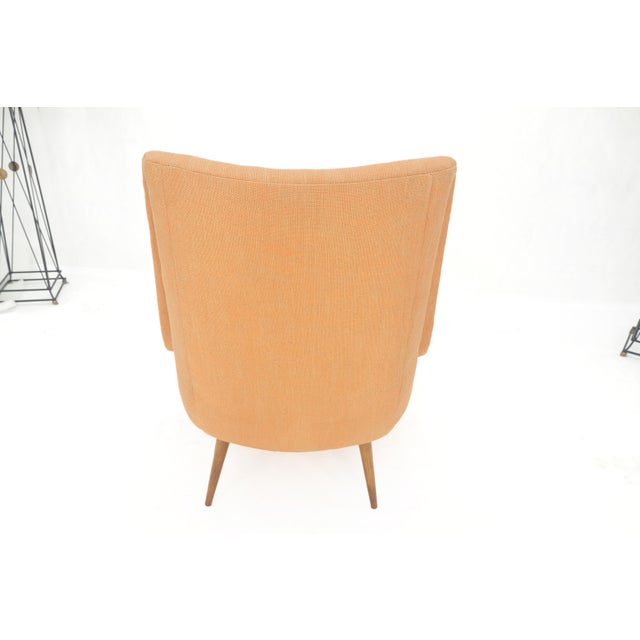 Lawrence Peabody Tapered Dowel Leg Lounge Chair Matching Ottoman New Upholstery For Sale - Image 13 of 18