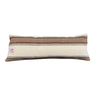 Turkish Hemp Pillow Cushion Natural Beige Brown Cushion Cover 14"x40" For Sale