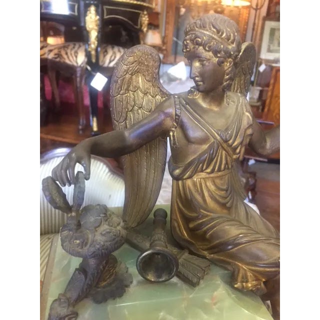 French 19th Century Neoclassical French Oynx & Dore Bronze Clock For Sale - Image 3 of 13