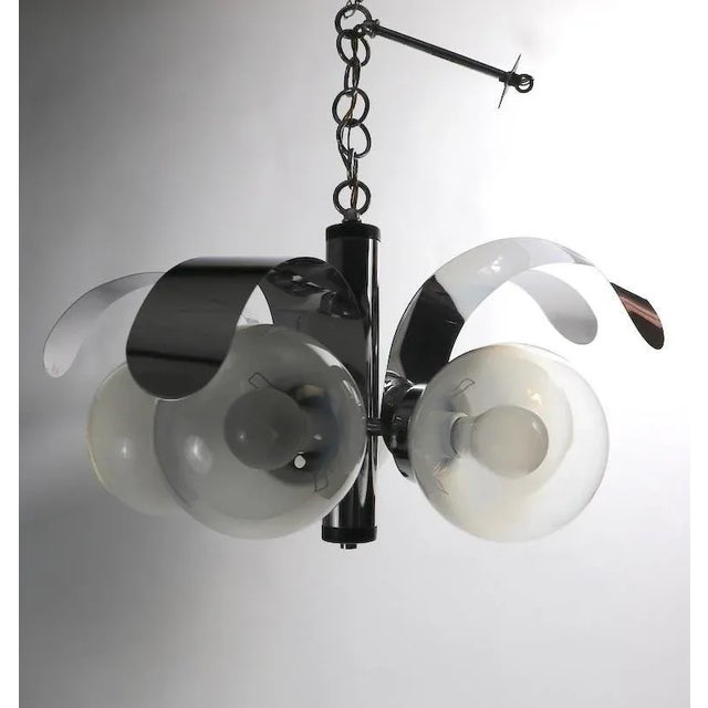 Mid-Century Modern Mod 5-Light Chrome and Glass Ball Chandelier For Sale - Image 3 of 11
