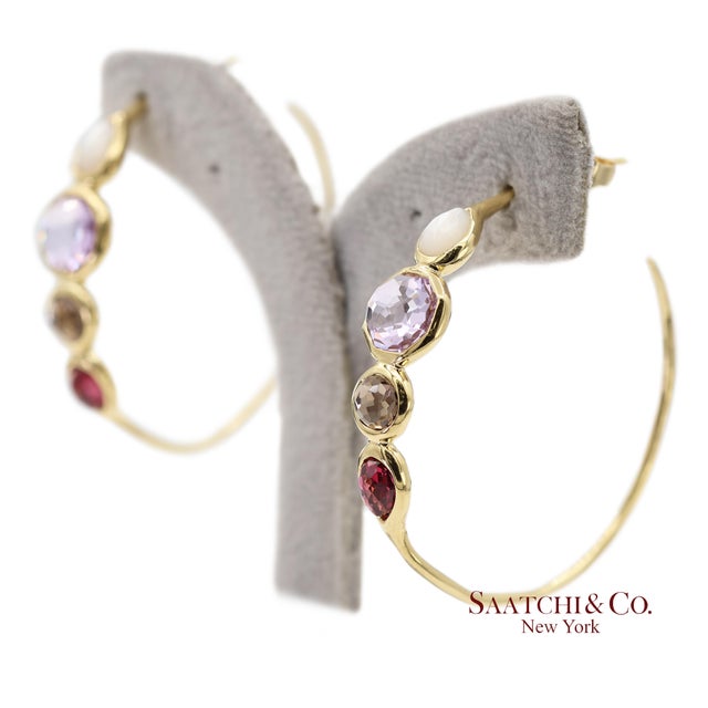 Contemporary Vintage 18k 750 Solid Yellow Gold Ippolita Hoop Earrings, A Pair For Sale - Image 3 of 12