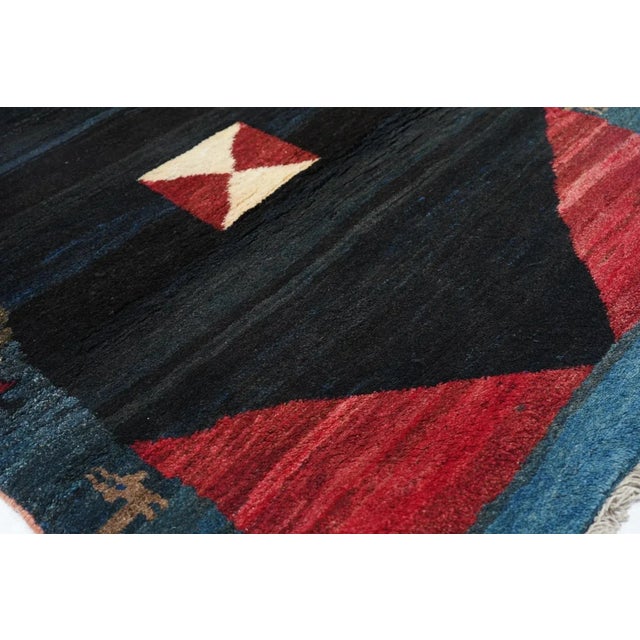 Late 20th Century Vintage Gabbeh Rug 3'8'' x 4'10'' For Sale - Image 5 of 11