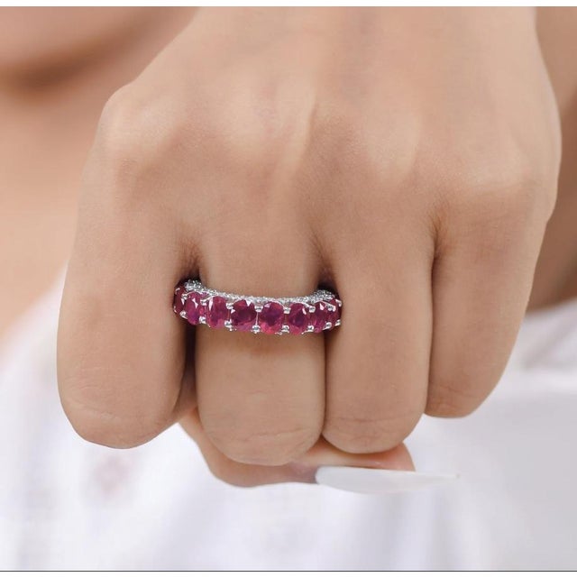 Natural 7.30 cts ruby & 0.72 cts diamond ring 14K gold For Sale - Image 12 of 18