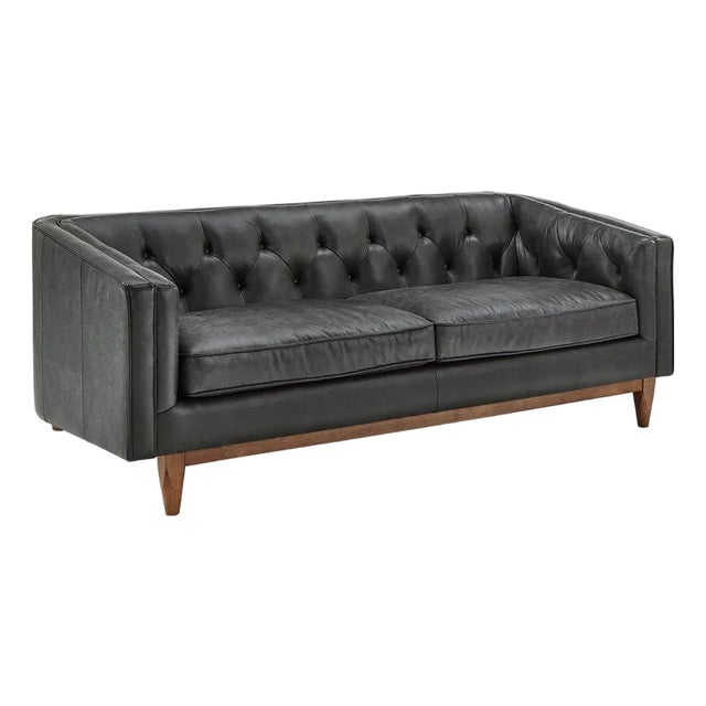 Experience the Classic Heritage & Contemporary Clean Lines With the Monrowe Leather Loveseat. For Sale