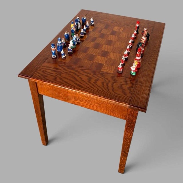 Vintage French Oak Chess and Games Table with Storage Drawer For Sale - Image 4 of 7