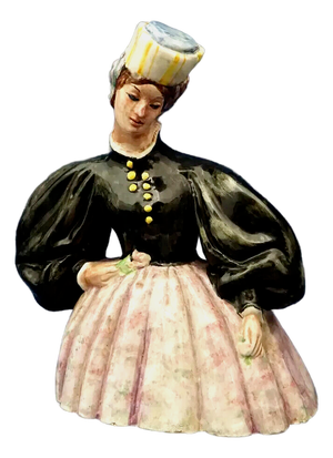 20th Century Ceramic Commoner Lady in Folk Costume from Sbordoni Rome, Italy