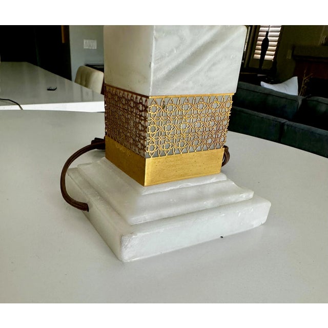Pair French Gilt Alabaster Table Lamps For Sale - Image 10 of 12