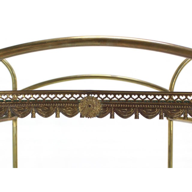 Mid 20th Century Two Tier Brass & Glass Serving Cart Table with Removable Serving Trays For Sale - Image 5 of 10