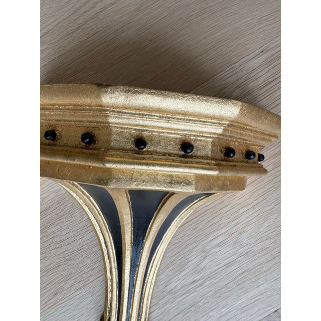 Art Deco Pair of Large Vintage Gilt & Ebonized Wood Wall Brackets For Sale - Image 3 of 9