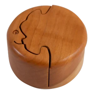 Vintage Crescent Moon Wood Puzzle Jewelry Box