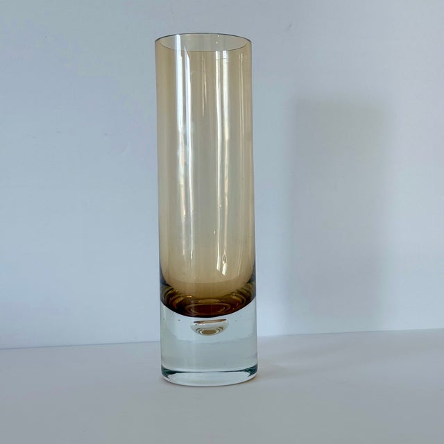 MCM Swedish Amber Glass Vase, Controlled Suspended Bubble, Borgstrom, Glasbruk, Pukeberg, Lsa Int; Krosno, Hand Blown Art Glass For Sale - Image 4 of 10