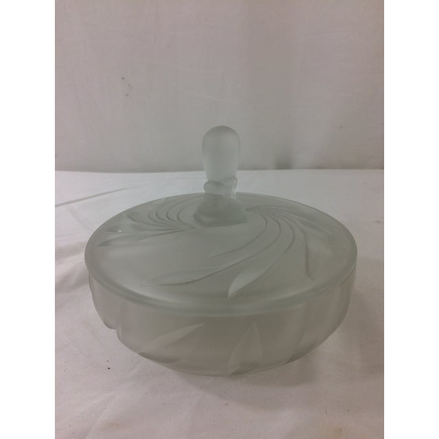 Art Deco Pressed Glass Covered Dish For Sale - Image 3 of 7