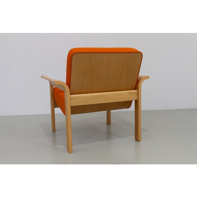 Magnus Olesen Danish Orange Oak Botium Lounge Chair from Magnus Olesen, 1970s For Sale - Image 4 of 18
