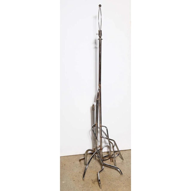 Metal Taller Doug Meyer Studio Sculpted & Welded Recycled Chrome Floor Lamp, C. 2005 For Sale - Image 7 of 8