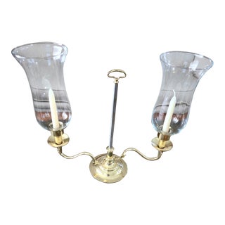 1980s Baldwin Brass Traditional Solid Brass Lacquered Candleabra With Glass Chimneys For Sale