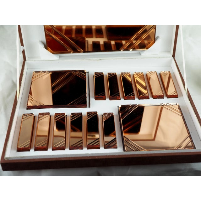 1930s French Stylclair Art Deco Glass Set of Knife Rests, Trivet and Bottle Coasters Set- 15 Pieces For Sale - Image 4 of 12