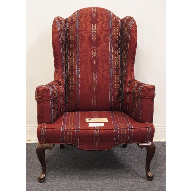 Ethan Allen Red Upholstered Traditional Sussex Wingback Accent Arm Chair 20-7517 For Sale - Image 9 of 12