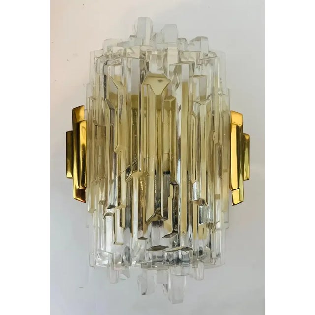 Mid-Century Modern 1970s Ice Crystal Hillebrand German Wall Lights - A Pair For Sale - Image 3 of 11