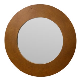 Mid 20th Century Large Gold Round Mirror For Sale