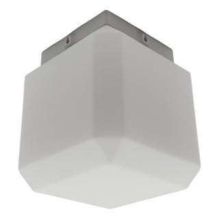 Vintage German Cube Flush Mount in Opaline Glass, 1960s For Sale