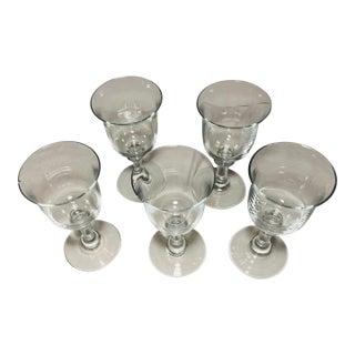 Set of Five Heavy Crystal Glass Goblets For Sale