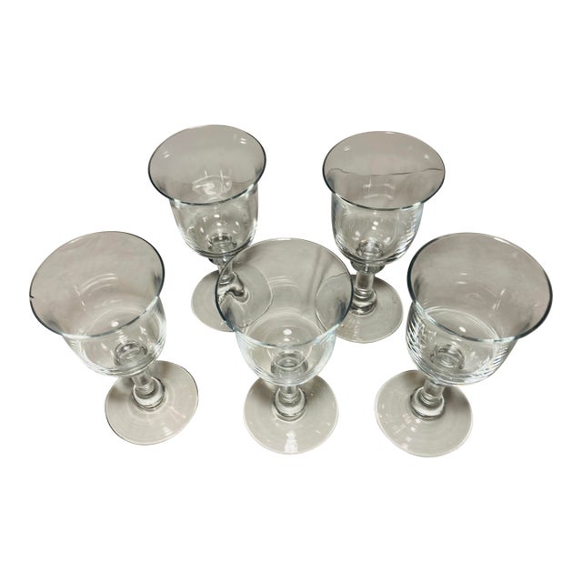 Set of Five Heavy Crystal Glass Goblets For Sale