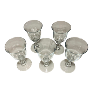 Set of Five Heavy Crystal Glass Goblets