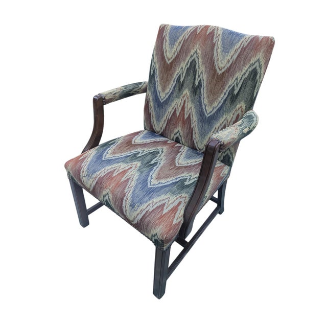 Vintage Schumacher Upholstered Flamestitch Arm Chair For Sale - Image 13 of 18
