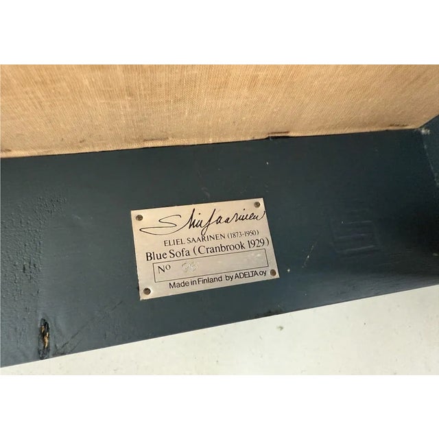 Eliel Saarinen Cranbrook "The Blue Settee" Art Nouveau Settle Sofa or Bench For Sale - Image 11 of 12