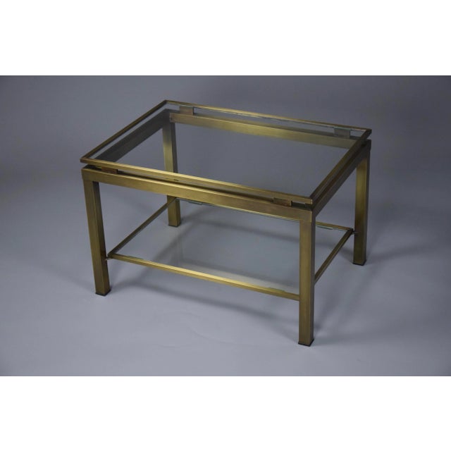 Hollywood Regency Brass and Glass Coffee Side Table from Maison Jansen For Sale - Image 13 of 14