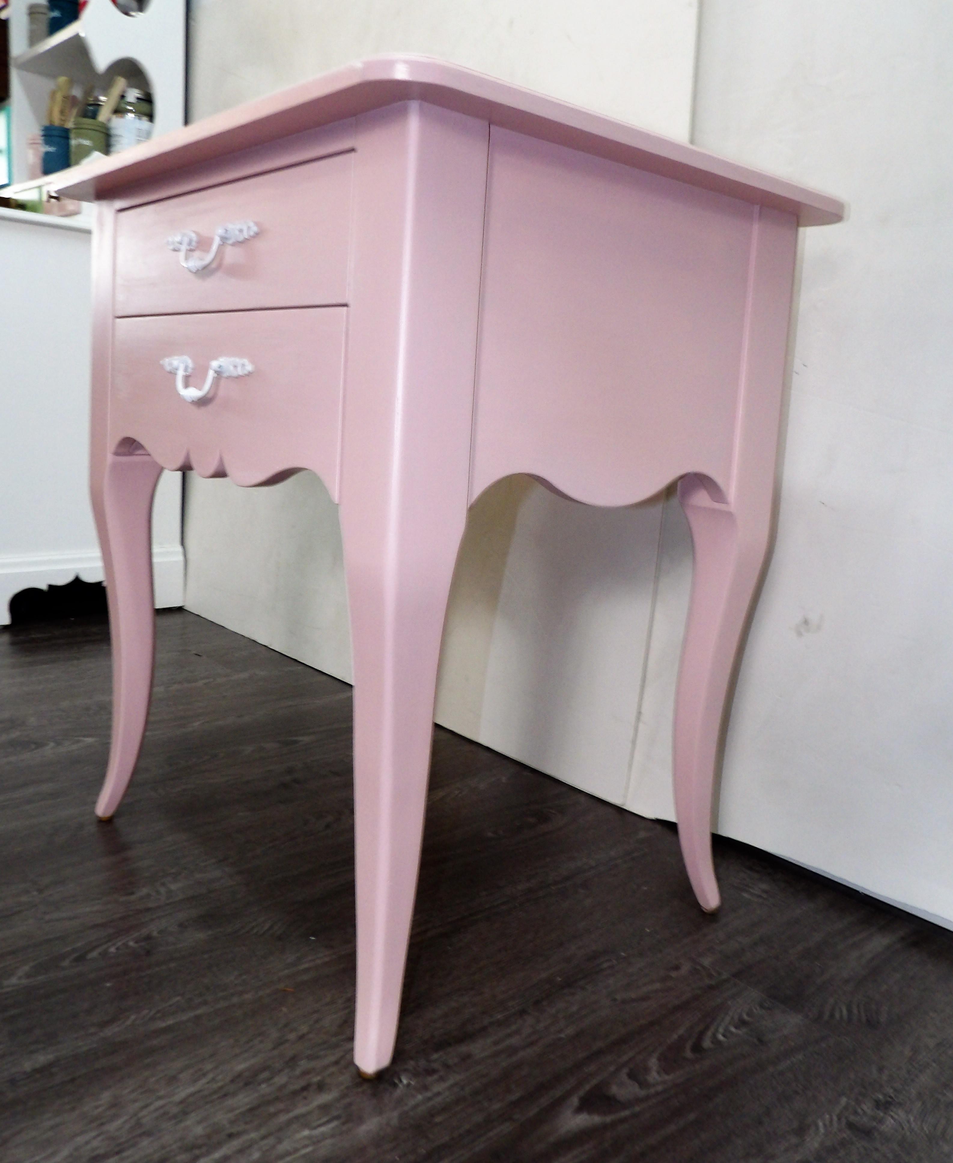 pale pink bedside table