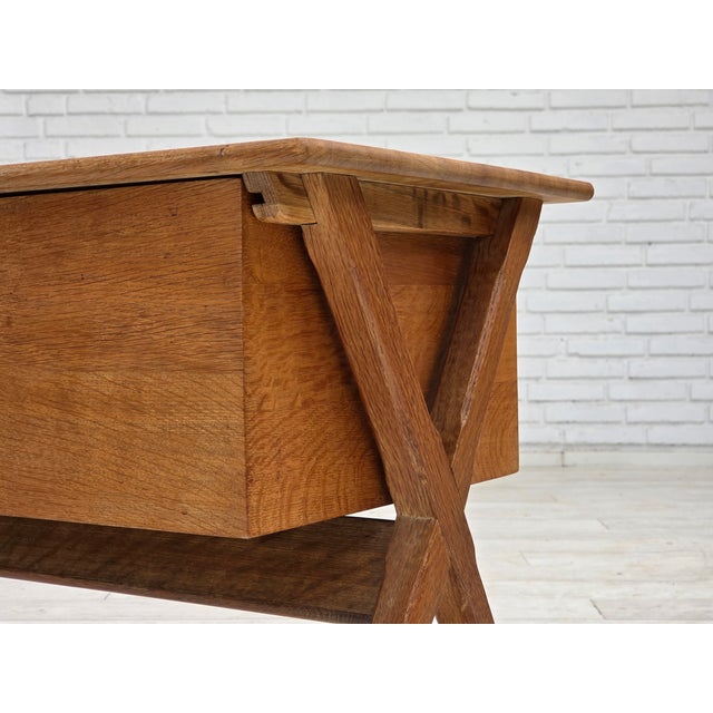 Brown Vintage Scandinavian Side Table with Drawer in Oak and Teak, 1970s For Sale - Image 8 of 18