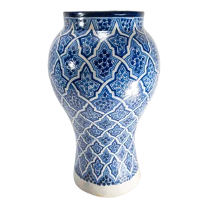 20th Century Moroccan Blue and White Middle Eastern Vase
