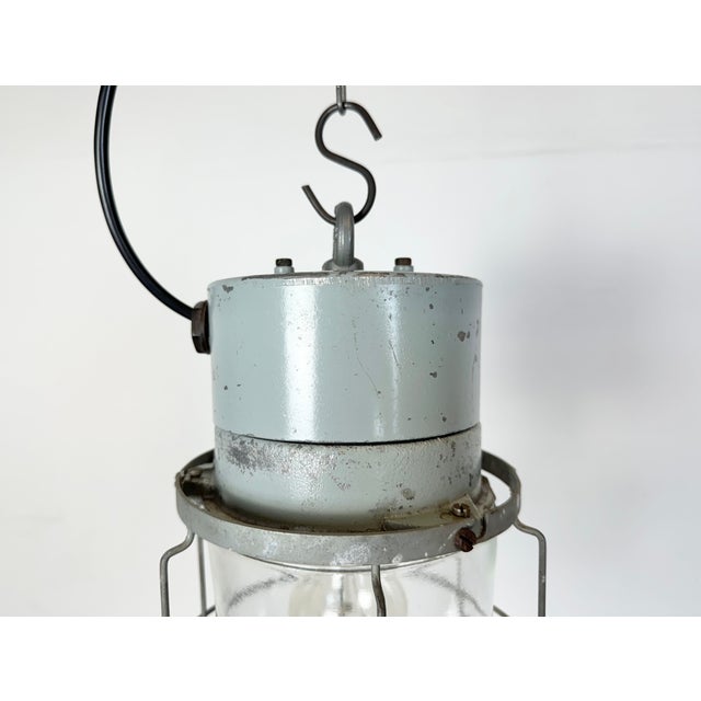 Industrial Industrial Aluminium Cage Light with Clear Glass from Elektrosvit, 1970s For Sale - Image 3 of 15