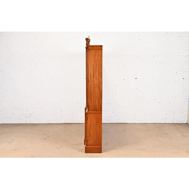 Baker Furniture Style Georgian Carved Flame Mahogany Breakfront Bookcase Cabinet For Sale - Image 9 of 11