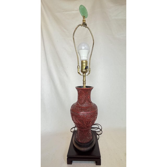 Chinese Late 20th Century Cinnabar Lamp For Sale - Image 3 of 5