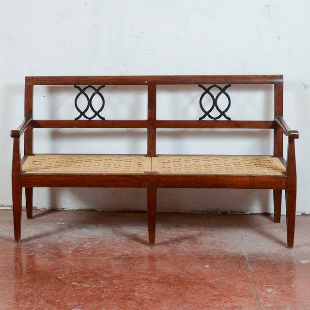 18th Century Style Bench with Raffia and Straw Seat For Sale - Image 14 of 15