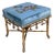 Late 19th Century French Chinoiserie Faux Bamboo Ottoman Stool With Antique Gilt Finish and Needlepoint Upholstery For Sale