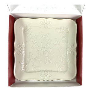 Lenox-Winter’s Imprint-Holly, Ivory Porcelain Square Platter-Like New