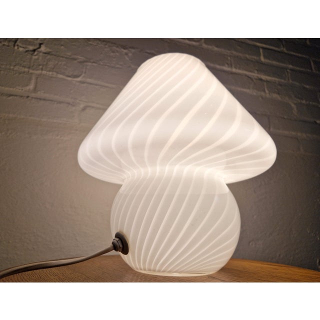 What a classy beast! This space age glass Murano lamp looks even better in real life. Classic white opaline swirl glass...