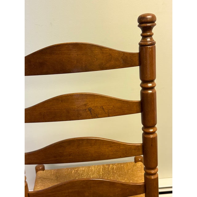 Set of 8 Solid Cherry Ladderback Rush Seat Dining Chairs - Attributed to Pennsylvania House For Sale - Image 12 of 12