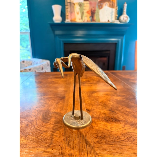 Vintage Brass Crane For Sale - Image 4 of 9