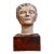 Vintage Plaster Head Sculpture on Wood Base For Sale