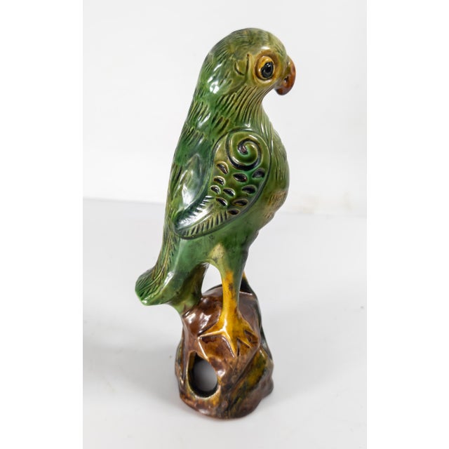 20th Century Chinese Chinoiserie Tang Style Pottery Parrot Figure in Sancai Glaze For Sale - Image 4 of 11