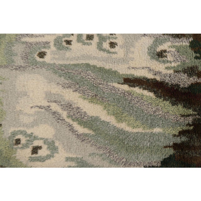 Vintage Swedish Rya Rug, Cream, Sage and Brown Abstract Pattern - Rug & Kilim For Sale In New York - Image 6 of 10