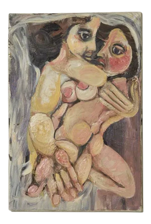 1990s Ugo Di Portanova Art Brut Oil on Canvas Painting