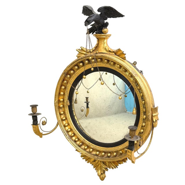 Large Regency Convex Giltwood Mirror, 1810s For Sale - Image 11 of 12