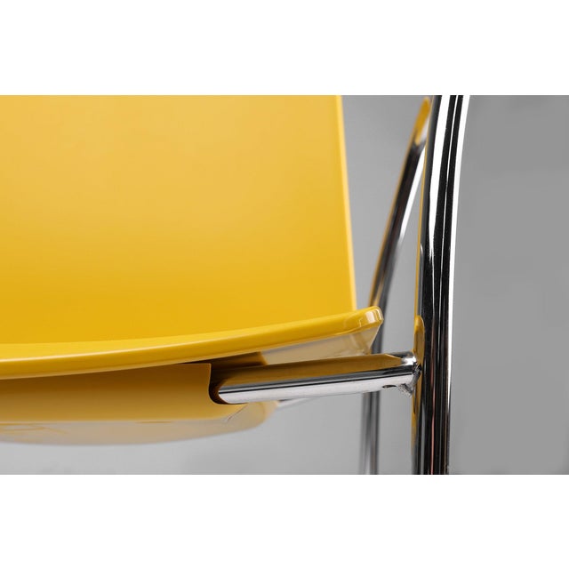 Mid-Century Yellow Chair with Metal Frame and Plastic Seat, Belgium For Sale - Image 10 of 12