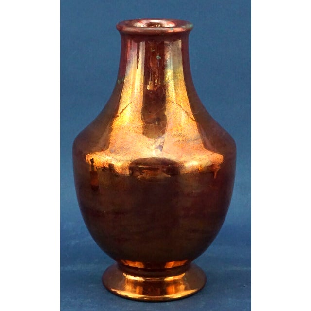 Vintage Ceramic Vase with Gold Metallic Enamel by Bottega Gatti, 1990s For Sale - Image 3 of 12