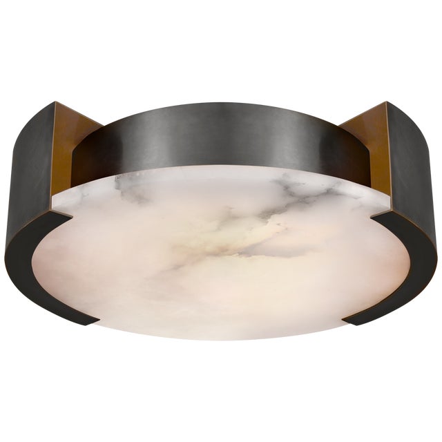 Melange Large Flush Mount in Bronze with Alabaster Designer: Kelly Wearstler Mounting: Flush Shade Detail: Alabaster...